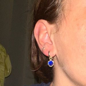 Kendra Scott Tomon Huggies, Gold and Cobalt Cat’s Eye